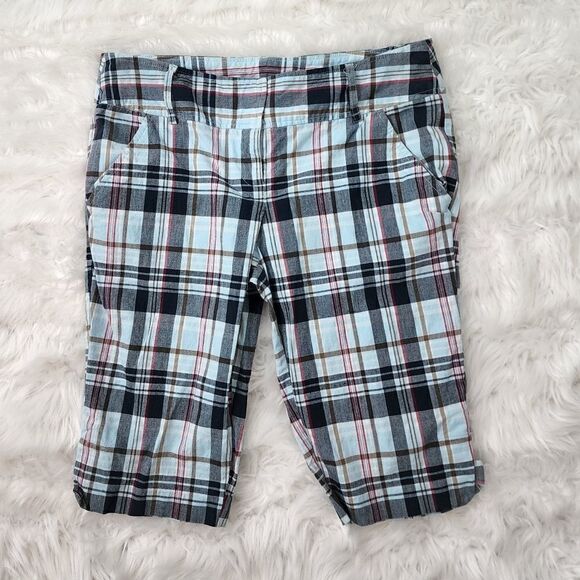 Tracy Evans Limited Mid Rise Bermuda Length Shorts Size 5 Plaid - Picture 1 of 4